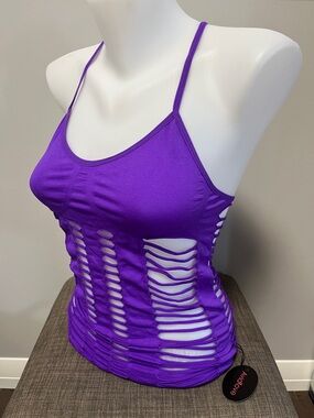 Purple Strappy Cutout Tank Top - Women